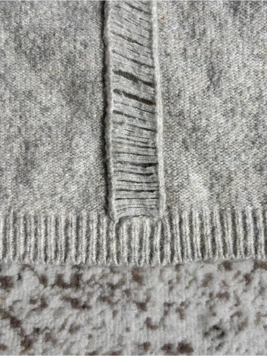 LINE the Label V-Neck Hollow Out/Distressed Cream Grey Sweater - Picture 6 of 8